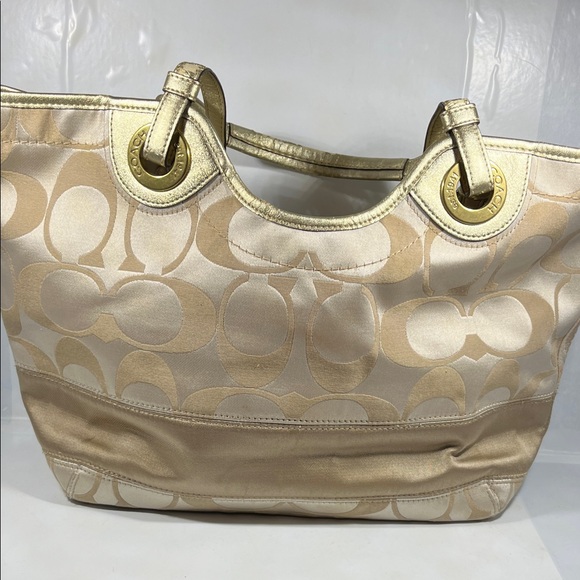 Coach Gold and Cream Signature Tote - Picture 9 of 13
